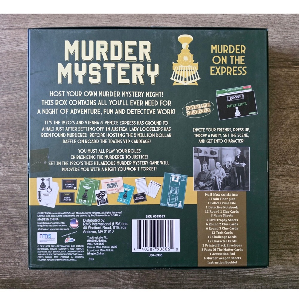 RMS Murder Mystery Game Set Dance Hall & Express 1920s 1940s Party Games 2pk - Picture 3 of 6